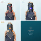 The mask in red 630nm, blue 460nm, and yellow 590nm light, plus near-infrared at 850nm